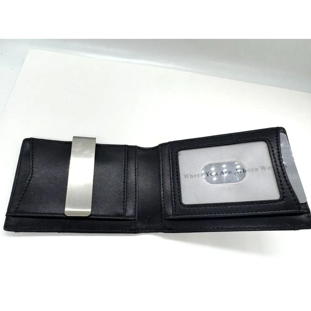Men's Wallet with Airtag Slot Bill Fold with Money Clip